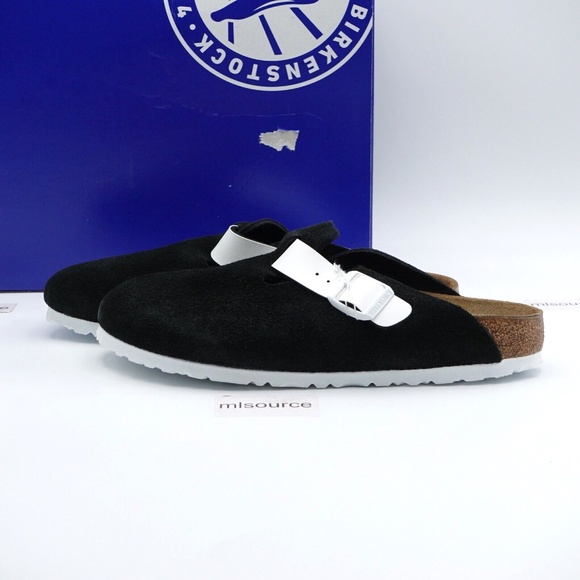 NEW Women'sBirkenstock Boston BS Clog Sandal 1025937 Black/White